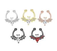 XFSRG 5 Stück Halloween Durchstich Nasenpiercing Edelstahl Nasen Piercing Hoop Set mit Zirkonia Hypoallergen Fledermaus Nase Piercing Schmuck
