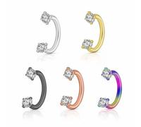 XFSRG 5 Stück Nasenpiercing Ringe U Form Zirkonia Titan Stahl Septum Piercing Körperschmuck Helix Piercings Ohr Schmuck Nasenring für Damen Herren Jugendliche