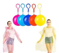 XFSRG 5 Stück Regenponcho Einweg Ball mit Schlüsselanhänger-Haken Bunt RainAufbewahrungsball Notfall-Regenmäntel Wandern Reisen Outdoor-Aktivitäten für Erwachsene Mann Frau