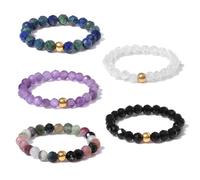 XFSRG 5 Stück Ringe Damen Naturstein Kristallperlen Ring Elegant und Raffiniert für Verabredungen Abendveranstaltungen und Strandurlaube