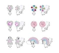 XFSRG 6 Paar Clip Ohrringe Set für Mädchen Kinder Ohrclips Ohne Ohrloch mit Blume Herz Tier Regenbogen Motiven Hypoallergen Geschenk für Kleine Mädchen