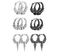 XFSRG 6 Paar Creolen Ohrringe Set Punk Hip Hop Perforierter Knorpelschmuck Edelstahl Vintage Piercing Ohrring für Herren und Damen