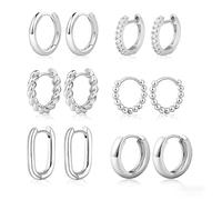 XFSRG 6 Paar Gold Creolen Ohrringe Set für Damen Mädchen 14K Vergoldet Ohrringe Hypoallergen Chunky Kleine Klassisch Alltags Party und Date Tauglich