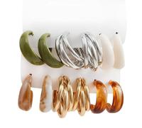 XFSRG 6 Paar Ohrringe Damen Rund Farbverlauf Ohrhänger Retro-Stil Ohrringe Elegant Kreativer Modeschmuck Geburtstagsgeschenk