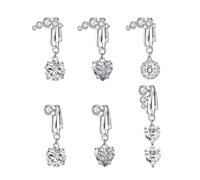 XFSRG 6 Stück Fake Bauchnabelpiercing Hängend Zirkonia Clip-On Piercing Bauchnabel Schmuck Piercings Fake Belly Button Piercing Bauchpiercing für Damen Mädchen Körperschmuck