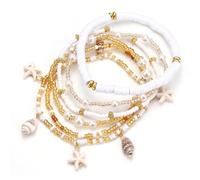 XFSRG 6 Stück Fußkettchen Set Muschel mit Seestern Anhänger Boho Perlen