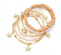 XFSRG 6 Stück Fußkettchen Set Muschel mit Seestern Anhänger Boho Perlen