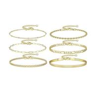 XFSRG 6 Stück Fußkette Silber Anklets für Frauen Vintage Fußkettchen Verstellbar Strand Mehrschichtige Armbänder Boho Knöchel Ketten Knöchelschmuck(Gold)