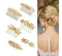 XFSRG 6 Stück Haarschmuck Braut Damen Brautschmuck Hochzeit mit Kristall Haarkämme Blume Blatt Design für Frauen & Mädchen bei Kommunion & Konfirmation