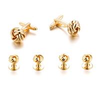 XFSRG 6 Stück Knoten Manschettenknöpfe Herren Elegante Anzug Hemd Knöpfe Stilvollen Schmuck Accessoires für Business Hochzeit(Gold)