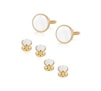 XFSRG 6 Stück Manschettenknöpfe Herren Rund Perle Schale Elegante Schmuck Cufflinks Klassisch Accessoires für Business Hochzeit(Set B)