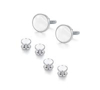 XFSRG 6 Stück Manschettenknöpfe Herren Rund Perle Schale Elegante Schmuck Cufflinks Klassisch Accessoires für Business Hochzeit(Set A)