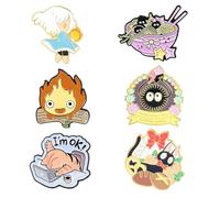 XFSRG 6 Stück Niedliche Emaille Pins Set Lustige Cartoon Katzen Brosche Anime Abzeichen Kawaii Stil Mode Accessoires für Mädchen Jungen Teenager