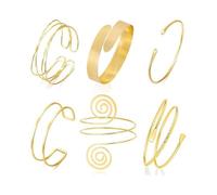 XFSRG 6 Stück Oberarmreif Set Damen Armreif Oberarm Oberarm Manschetten Armbänder Spiral Armspange Armreif Offen Armschmuck Oberarmschmuck für Frauen Festival Party Hochzeit Boho