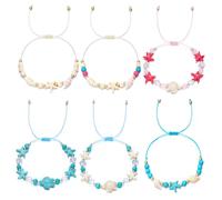 XFSRG 6 Stück Ocean Series Armband Bracelet Damen Seestern Muschel Schildkröten Bohème Stil Ozean Handgefertigt Gewebt Armbänder