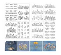 XFSRG 8 Stück Stickvlies Wasserlöslich Selbstklebend Stickvorlagen Wasserlöslich mit Blumen und Tiere Stickbuch für Anfänger und DIY Handnähliebhaber Stichübungen (Set 2)