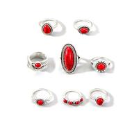 XFSRG 8 Stück Türkis Ringe Damen Retro Stil Ring Set Modisch und Individuell für den Alltag Partys und Musikfestivals
