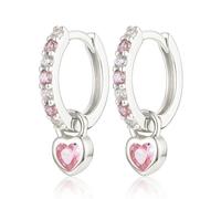 XFSRG 925 Silber Creolen für Damen und Mädchen als huggie Ohrringe mit Herz Anhänger in Gold und Silber hypoallergen für Kinder und Erwachsene (Silber)