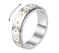 XFSRG Anti-Angst Anxiety Ring Damen Drehbarer Gänseblümchen Fidget Ring aus Edelstahl Anti-Stress Schmuck Gegen Angst Geschenk für Frauen Entspannung