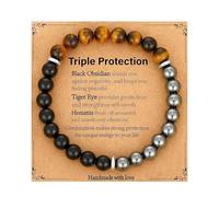 XFSRG Armbänder mit Edelsteinperlen für Damen Herren 8mm Dreifarbiges Tigerauge Armband Stretch Armband Schutzstein für den Alltag Meditation Geschenke