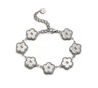 XFSRG Armband Damen Gold Blumen Design Armbänder Damen Schmuck für Mädchen Eleganter Modeschmuck(Silber)