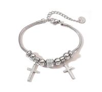 XFSRG Armband Damen Gold Kreuz Anhänger Modeschmuck Armbänder Elegantes Design für Frauen und Mädchen (Silber)