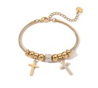 XFSRG Armband Damen Gold Kreuz Anhänger Modeschmuck Armbänder Elegantes Design für Frauen und Mädchen (Gold)