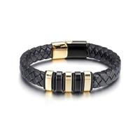 XFSRG Armband Damen Lederarmband Schwarz Mit Gold Akzenten Elegantes Schmuckstück Für Frauen Perfekt Für Alltag Und Besondere Anlässe