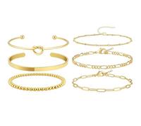 XFSRG Armband Gold Damen Mehrlagiges Set Modische Kettenarmbänder Armreifen Kombinierbar Vielseitiger Schmuck für Alltag Urlaub und Party