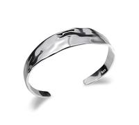 XFSRG Armreif Silber 925 Damen Breiter Gehämmerter Cuff Vintage Offener Silberarmreif Handgefertigte Textur Punk und Retro Statement Schmuck