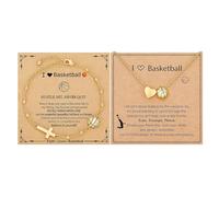 XFSRG Basketball Schmuckset Armband Halskette mit Kreuz & I ♡ Basketball Anhänger Motivationsspruch Sportliche Accessoires für Basketballfans Jugendliche Erwachsene Geschenkideen