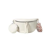 XFSRG Bauchtasche Crossbody Bag Damen Kleine Umhängetasche Herren Breiter Umhängetasche Damen PU Handytasche Herren mit Abnehmbarem Schultergurt und Mini-Schmucktasche Rund(Weiß)