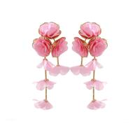 XFSRG Blütenblatt Blumen Ohrringe für Damen und Mädchen Hängend Boho Lange Ohrhänger Statement Ohrstecker Sommer Urlaub Schmuck (Rosa)