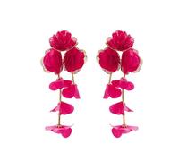 XFSRG Blütenblatt Blumen Ohrringe für Damen und Mädchen Hängend Boho Lange Ohrhänger Statement Ohrstecker Sommer Urlaub Schmuck (Rose-Rot)