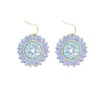 XFSRG Boho Perlen Ohrringe Handgewebt im Ethno Stil Rundes Design 5 cm Lang Federleicht Kombinierbar zu Jeans und Kleidern für Damen und Alltag (Blau)