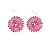 XFSRG Boho Perlen Ohrringe Handgewebt im Ethno Stil Rundes Design 5 cm Lang Federleicht Kombinierbar zu Jeans und Kleidern für Damen und Alltag (Rosenrot)