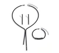 XFSRG Braut Hochzeitsschmuck Set Strass Brautschmuck Halsketten und Ohrringe Armband Set Prom Formeller Modeschmuck für Mädchen (Schwarz)