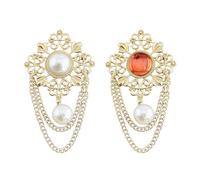 XFSRG Brosche Damen Herren Perlen Durchbruchmuster Brosche mit Kette Broschen Vintage Eleganter für den Alltag Geschäftliche Anlässe Geschenke