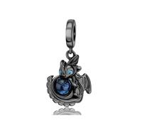XFSRG Charm Anhänger für Armbänder Halsketten Halloween DIY Perlenanhänger Nachtfinsternisdrache aus Kupfer mit leuchtend blauer Glasperle Ideal für Schmuck Schlüsselanhänger