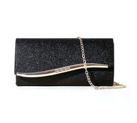 XFSRG Clutch Damen Elegant Glitzer Klein Handtasche Brauttasche Abendtasche mit Abnehmbarer Kette für Hochzeit Party Cocktail Abschlussball(Schwarz)