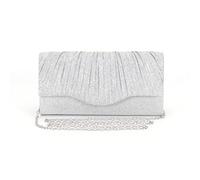 XFSRG Clutch Damen Glitzer Envelope Elegant Kettentasche Handtasche Abendtasche mit Abnehmbarer Kette für Hochzeit Party Cocktail(Silber)