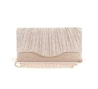 XFSRG Clutch Damen Glitzer Envelope Elegant Kettentasche Handtasche Abendtasche mit Abnehmbarer Kette für Hochzeit Party Cocktail(Champagnerfarben)