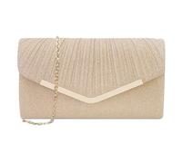 XFSRG Clutch Damen Glitzer Kleine Envelope Tasche Elegant Brauttasche Abendtasche mit Abnehmbarer Kette für Hochzeit Party Abschlussball(Champagner)