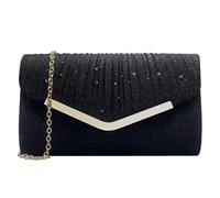 XFSRG Clutch Damen Glitzer Kleine Envelope Tasche Elegant Brauttasche Abendtasche mit Abnehmbarer Kette für Hochzeit Party Abschlussball(Schwarz)