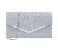 XFSRG Clutch Damen Glitzer Kleine Envelope Tasche Elegant Brauttasche Abendtasche mit Abnehmbarer Kette für Hochzeit Party Abschlussball(Silber)