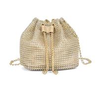 XFSRG Clutch Damen Glitzer Pailletten Strassstein Klein Elegant Abendtasche Handtasche mit Kette für Prom Hochzeit Party Bankett (Gold)