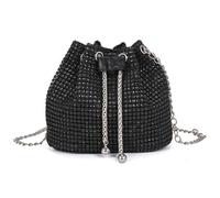 XFSRG Clutch Damen Glitzer Pailletten Strassstein Klein Elegant Abendtasche Handtasche mit Kette für Prom Hochzeit Party Bankett (Schwarz)