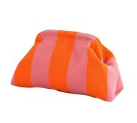 XFSRG Damen Clutch Handtasche Beutelform Sommer Strand Damen Gestreift Clutch Handtasche Gewebte Dumpling Bag Gestrickt Gestreift Handtaschen für Urlaub Party Alltag (Aprikose)