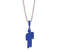 XFSRG Damen Herren Menschliche Diamanten Halskette Lustige Simulierter Diamant Anhänger Cubic Zirkonia Steinen Kette Zubehör(Blau)