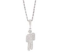 XFSRG Damen Herren Menschliche Diamanten Halskette Lustige Simulierter Diamant Anhänger Cubic Zirkonia Steinen Kette Zubehör(Silber)
